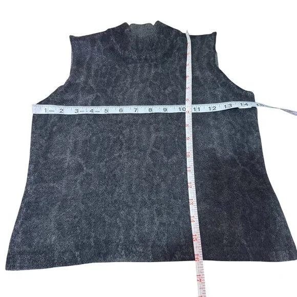 Vtg 90s Jone New York Womens Charcoal Gray Wool Animal Print Sleeveless Top M - Picture 5 of 7